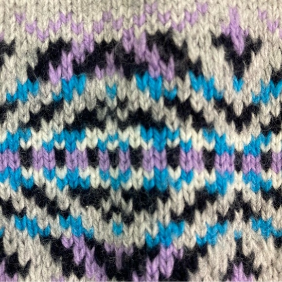 Talbots Crewneck Fair Isle Cardigan and Scarf Lavender/Gray/Blue/Black (Size XS) - Picture 7 of 11